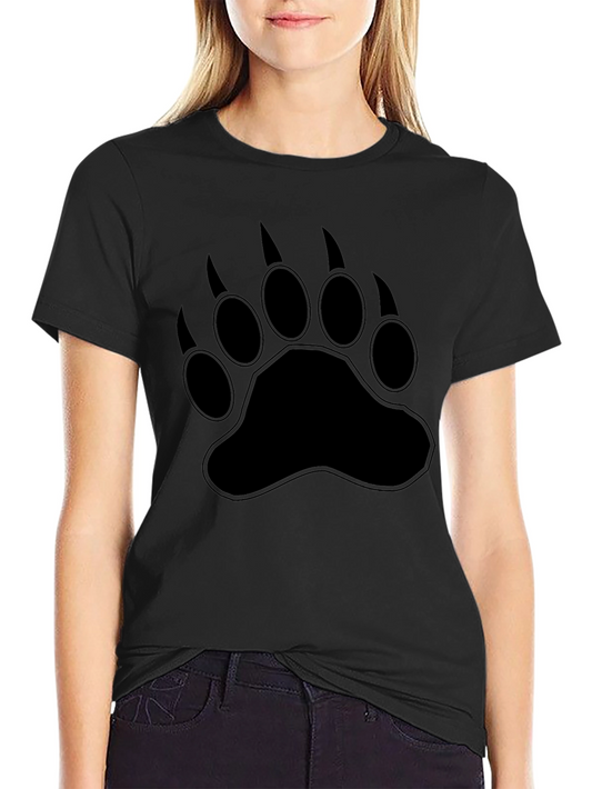 Black Bear Paw Print Graphic T-Shirt