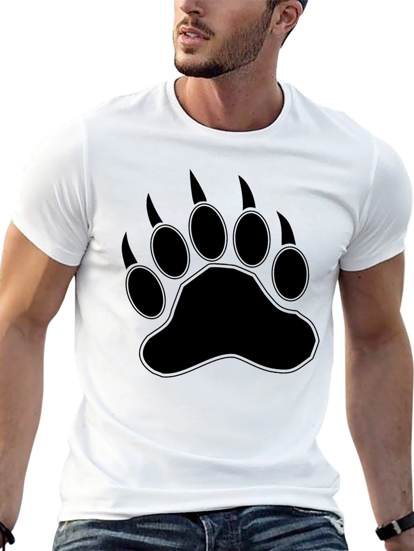 Black Bear Paw Print Graphic T-Shirt