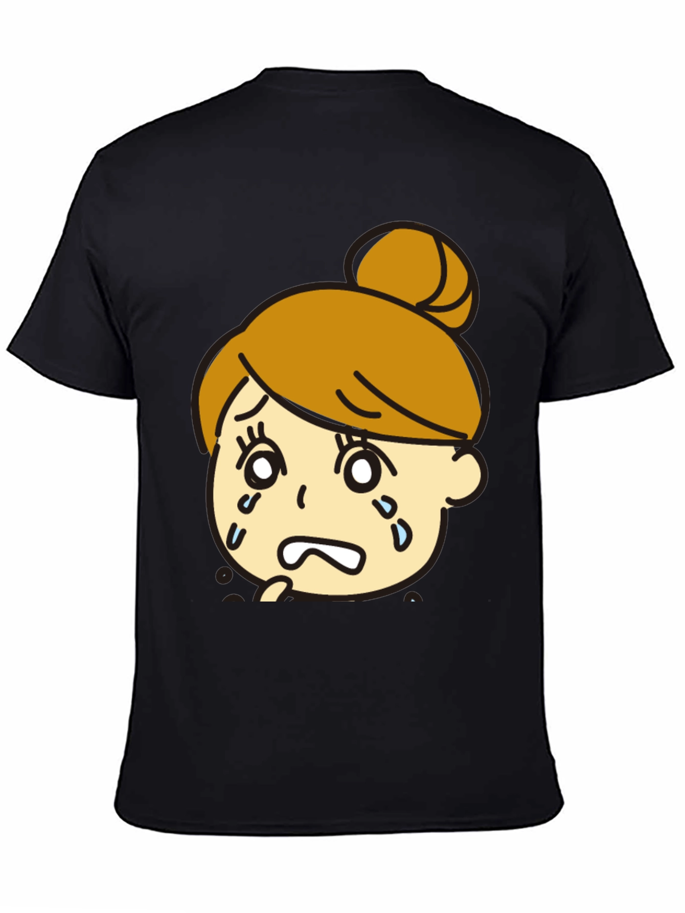 Sad Girl Graphic Black T-Shirt - Trendy Cartoon Design
