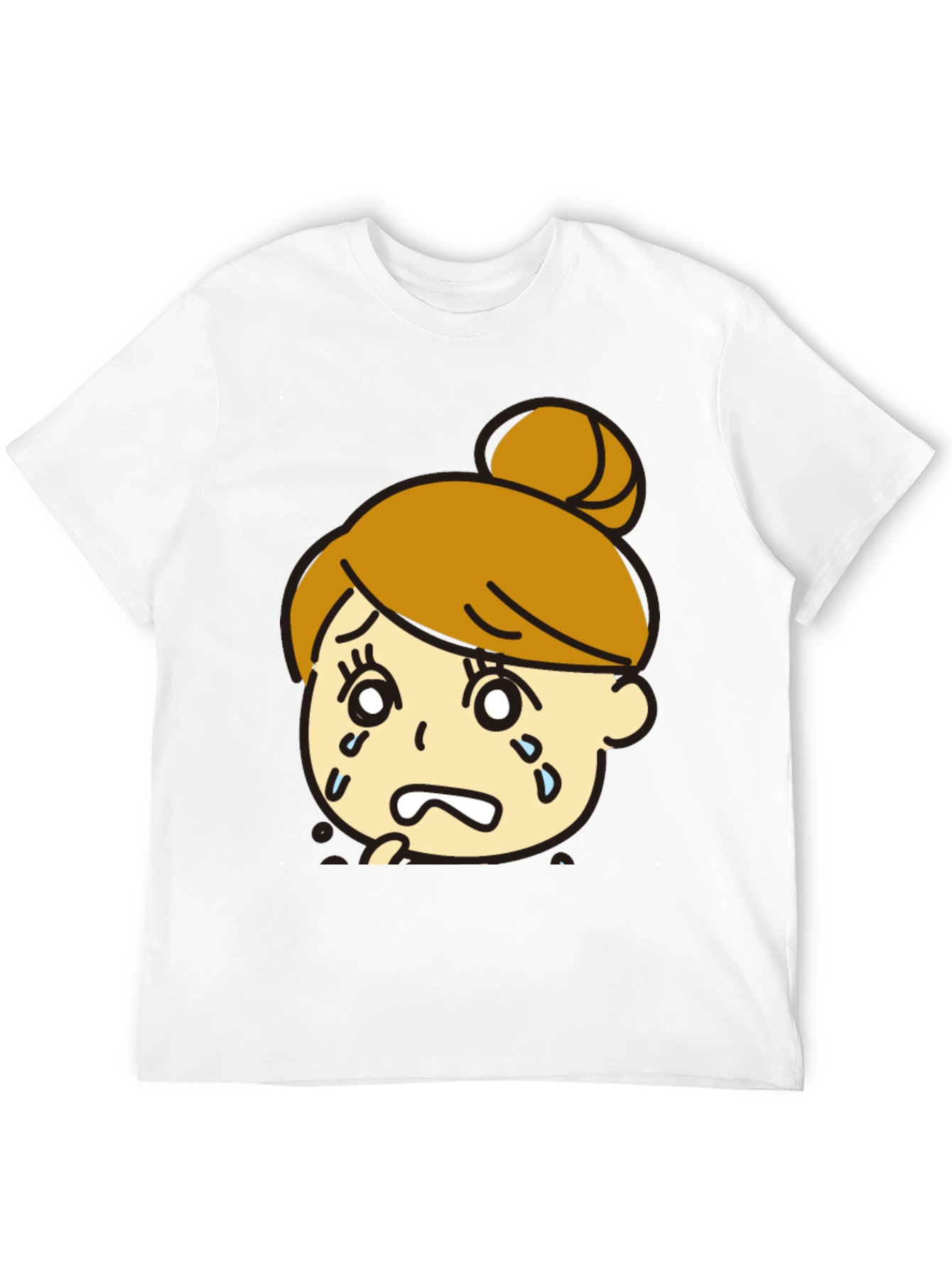 Sad Girl Graphic Black T-Shirt - Trendy Cartoon Design