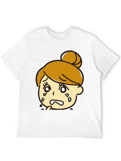 Sad Girl Graphic Black T-Shirt - Trendy Cartoon Design