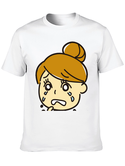 Sad Girl Graphic Black T-Shirt - Trendy Cartoon Design