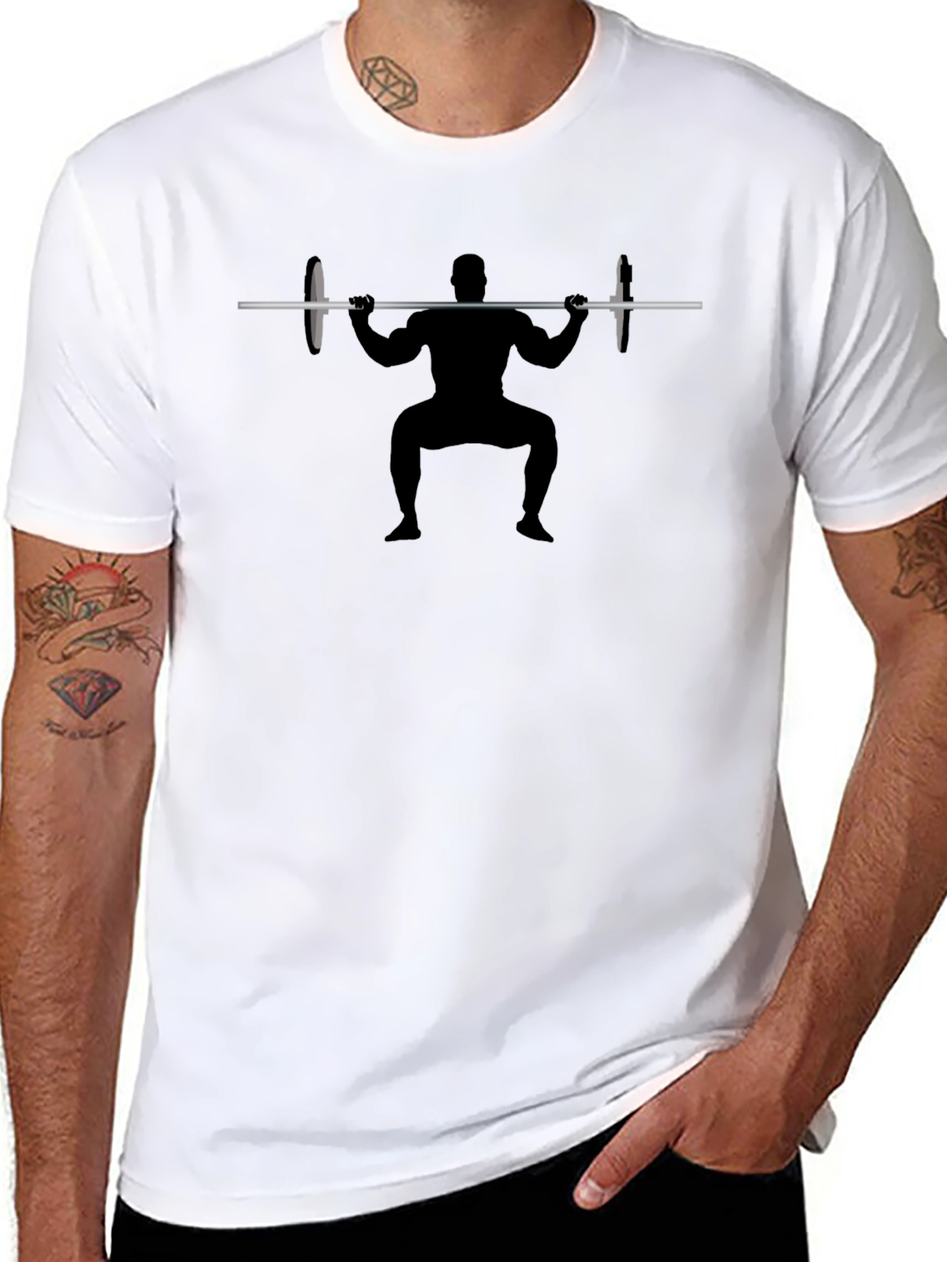 Weightlifter Squat Silhouette Black T-Shirt
