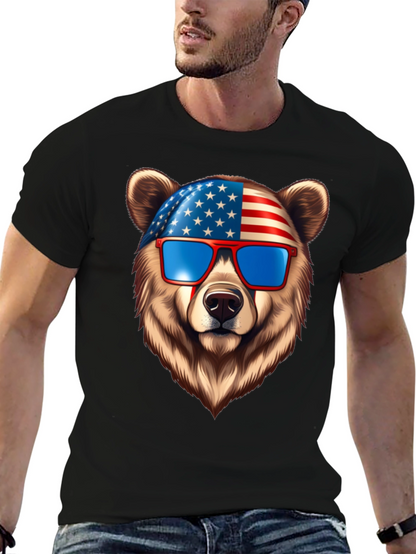 Patriotic Bear Graphic Tee - USA Pride