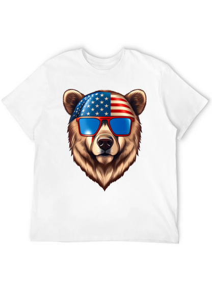Patriotic Bear Graphic Tee - USA Pride