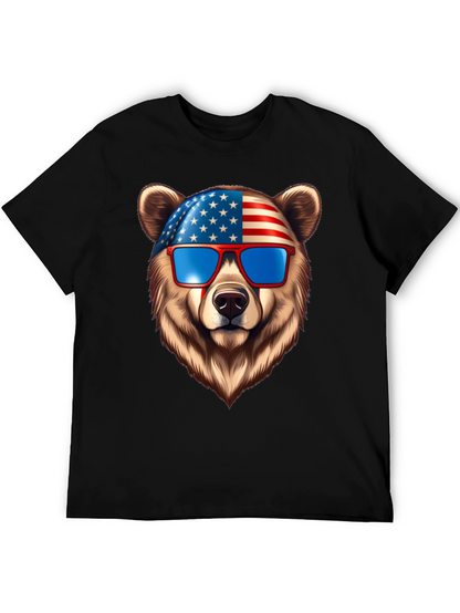 Patriotic Bear Graphic Tee - USA Pride