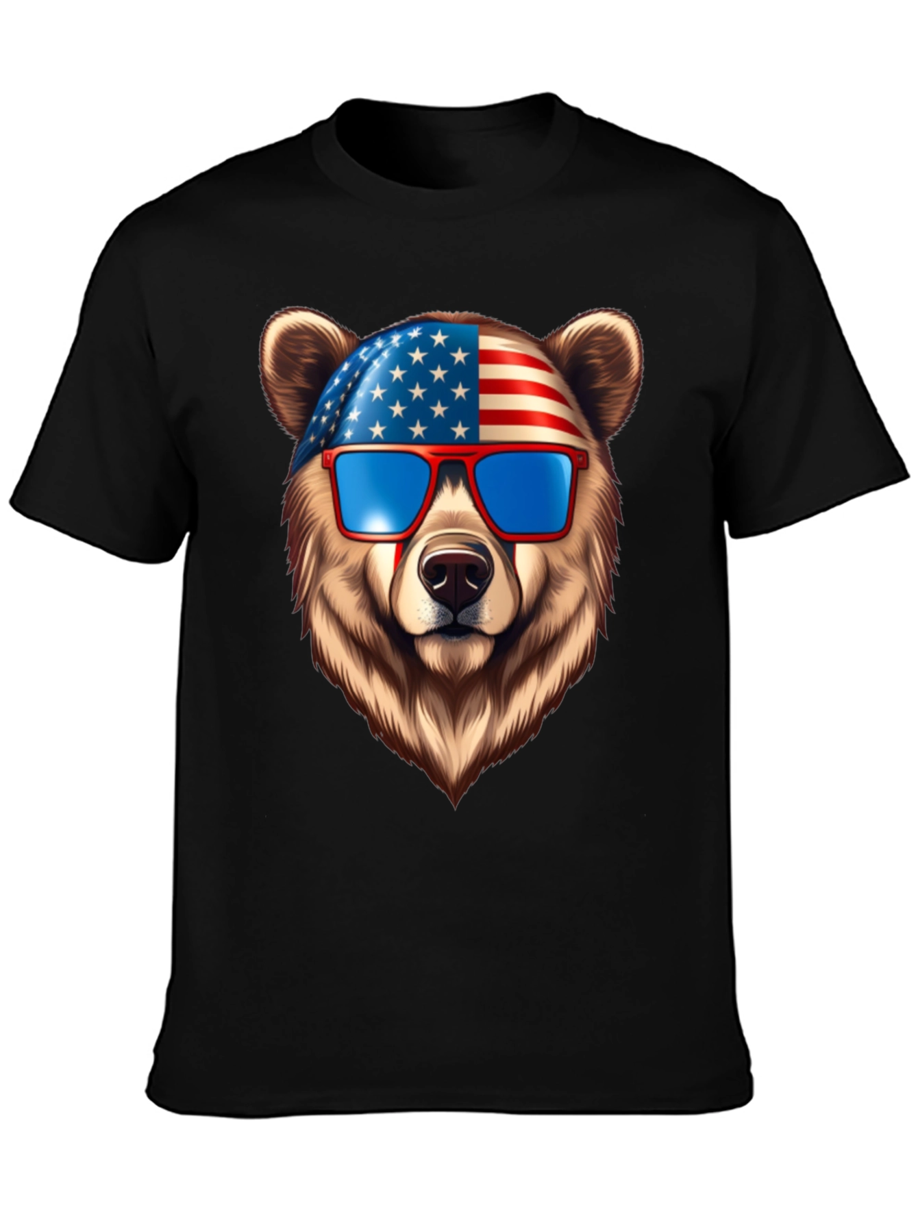 Patriotic Bear Graphic Tee - USA Pride