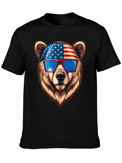 Patriotic Bear Graphic Tee - USA Pride