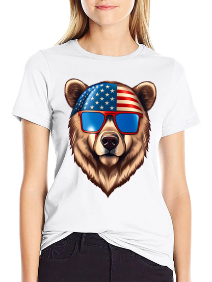 Patriotic Bear Graphic Tee - USA Pride