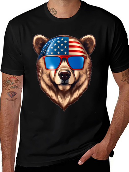 Patriotic Bear Graphic Tee - USA Pride