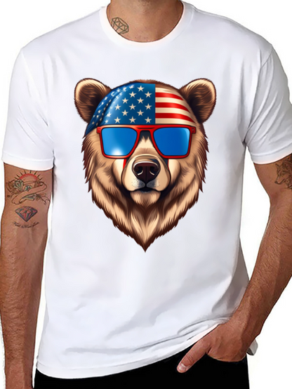 Patriotic Bear Graphic Tee - USA Pride