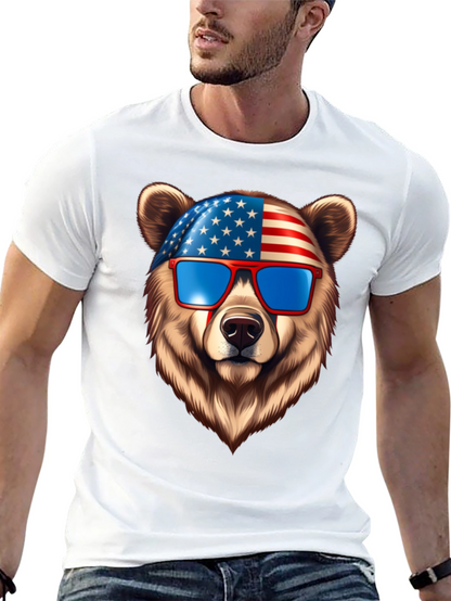Patriotic Bear Graphic Tee - USA Pride
