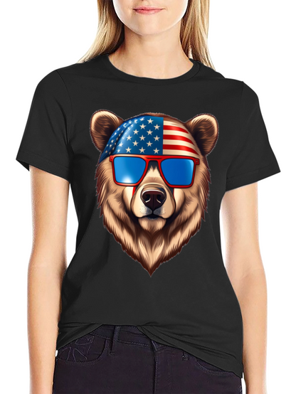 Patriotic Bear Graphic Tee - USA Pride