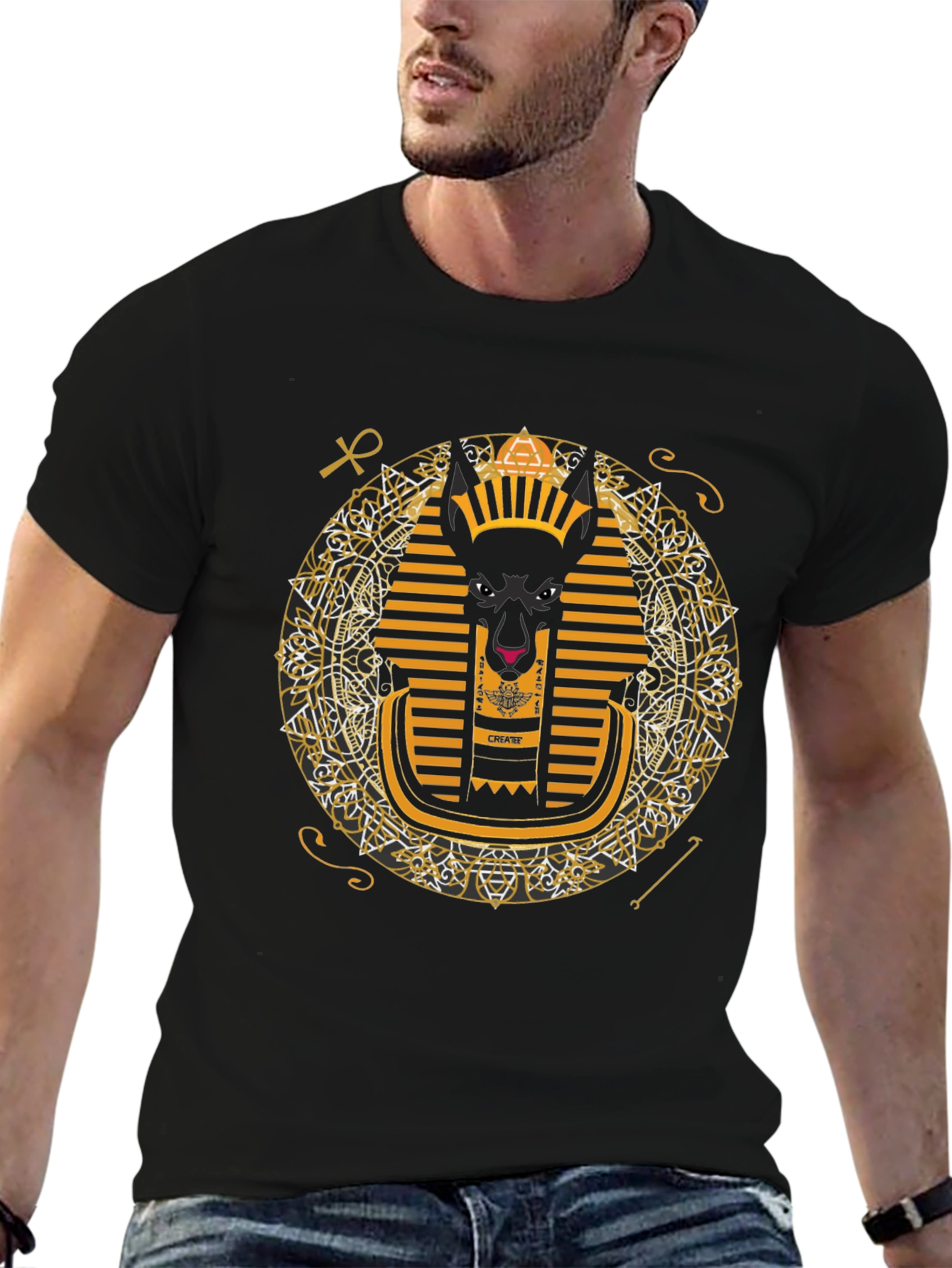 Anubis Graphic Tee - Egyptian Pharaoh Inspired Print