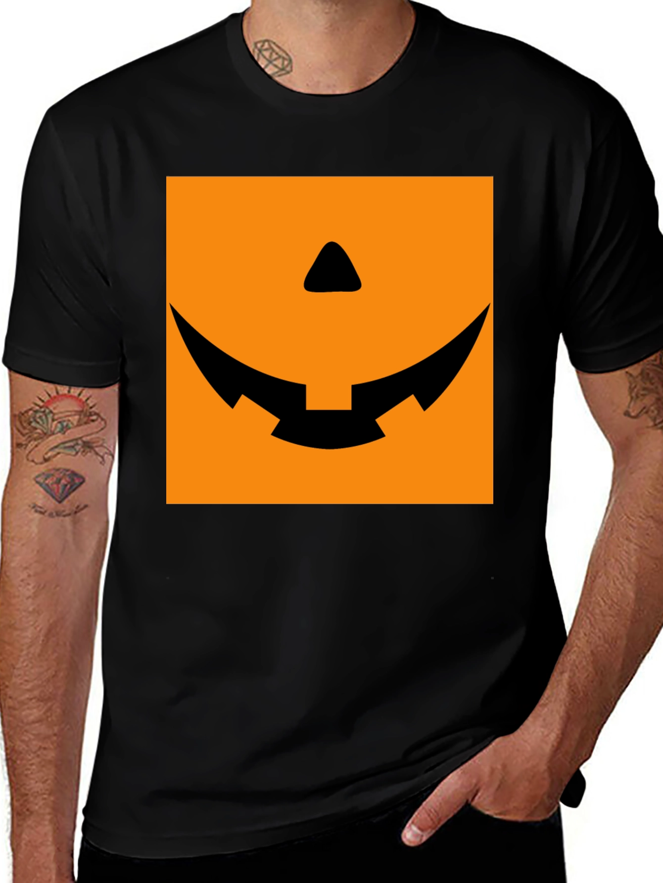Spooky Pumpkin Face Graphic Tee - Halloween