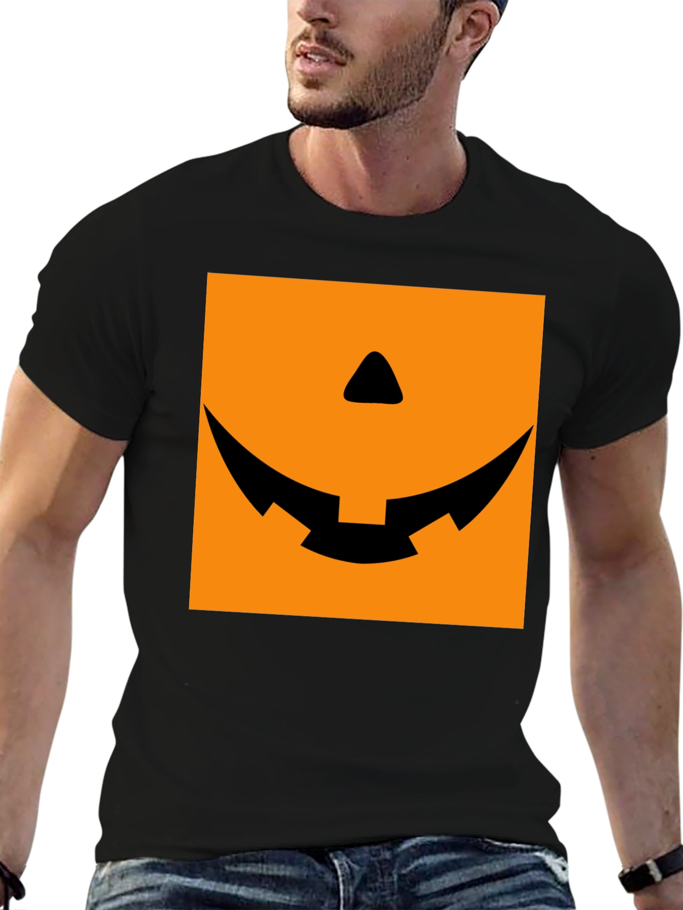 Spooky Pumpkin Face Graphic Tee - Halloween