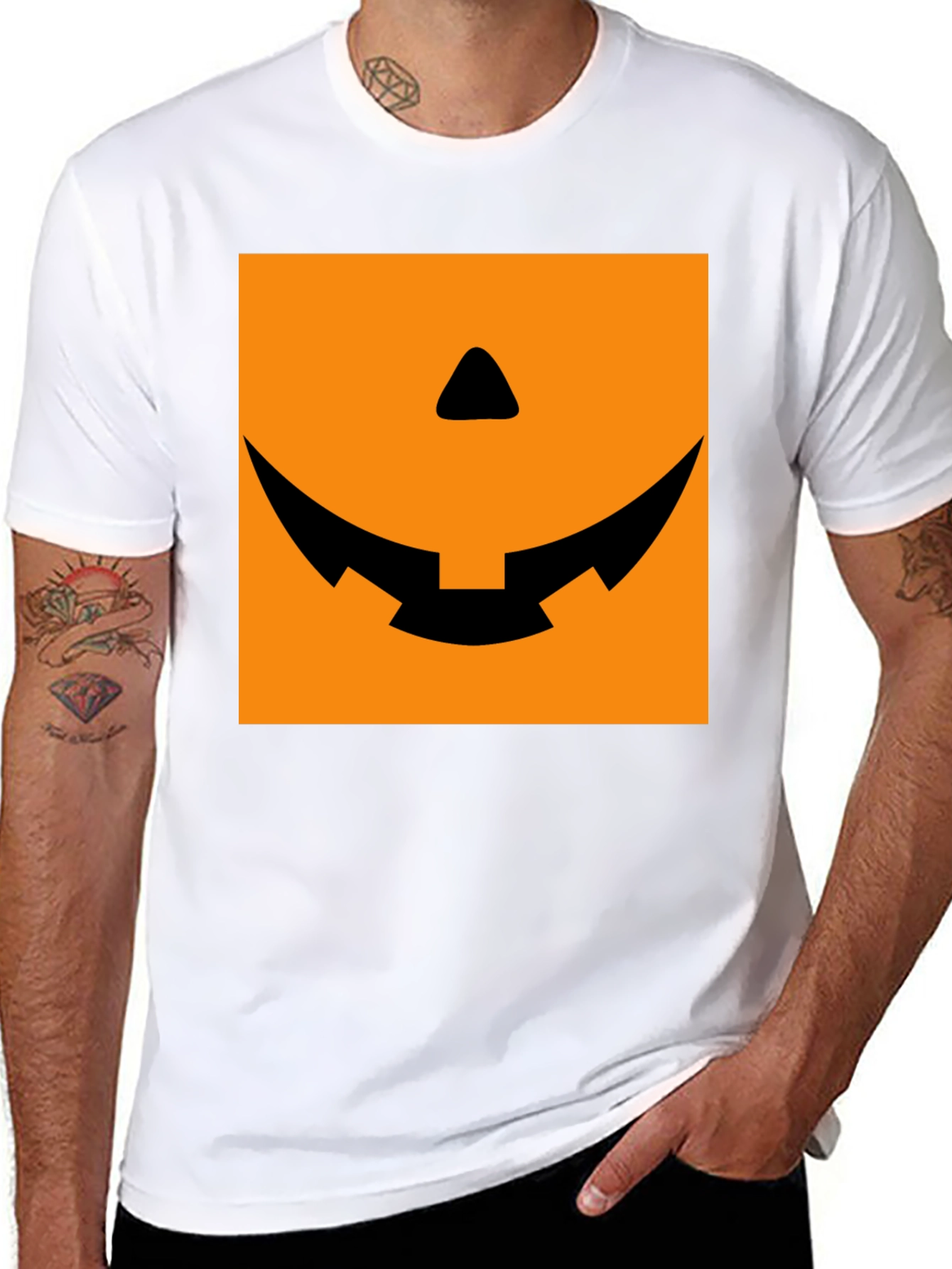 Spooky Pumpkin Face Graphic Tee - Halloween
