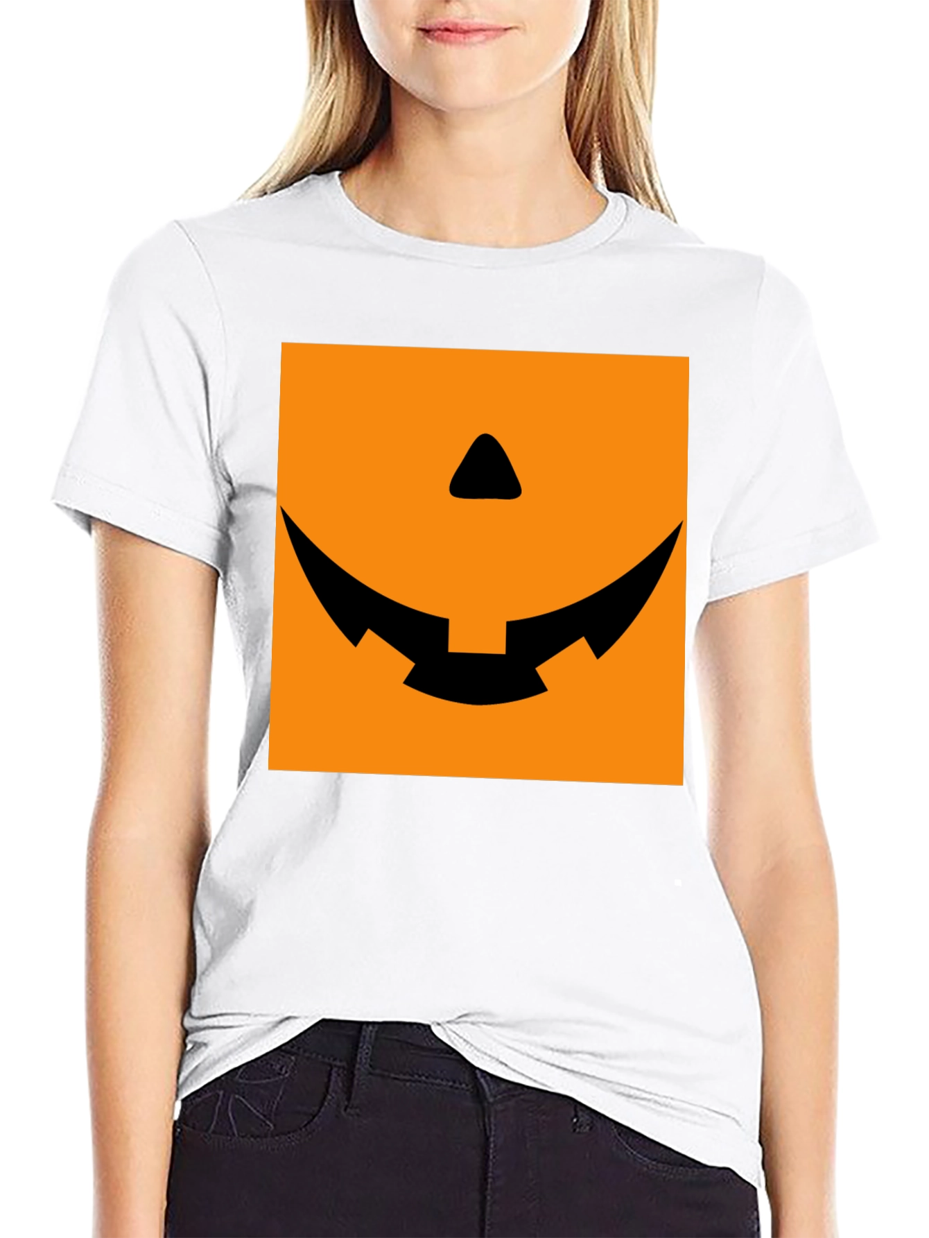 Spooky Pumpkin Face Graphic Tee - Halloween
