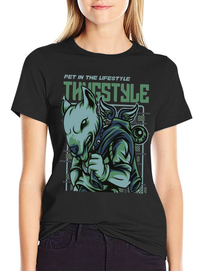 Thug Style Dog Graphic T-Shirt