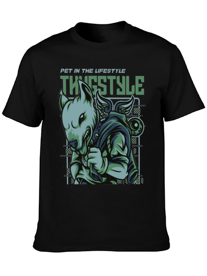 Thug Style Dog Graphic T-Shirt