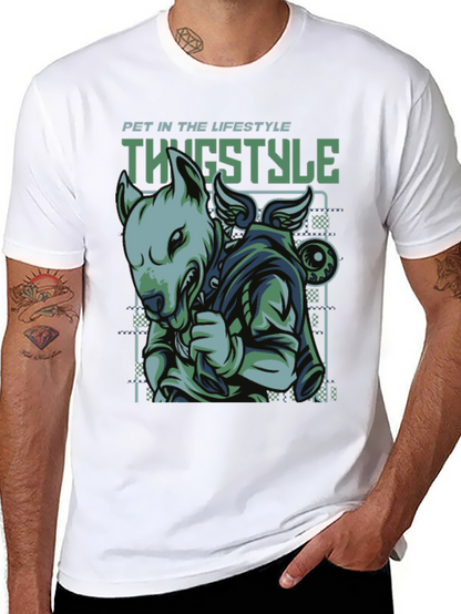 Thug Style Dog Graphic T-Shirt