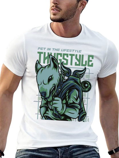 Thug Style Dog Graphic T-Shirt
