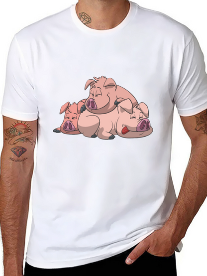 Cute Sleeping Pigs Black T-Shirt