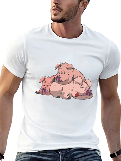 Cute Sleeping Pigs Black T-Shirt