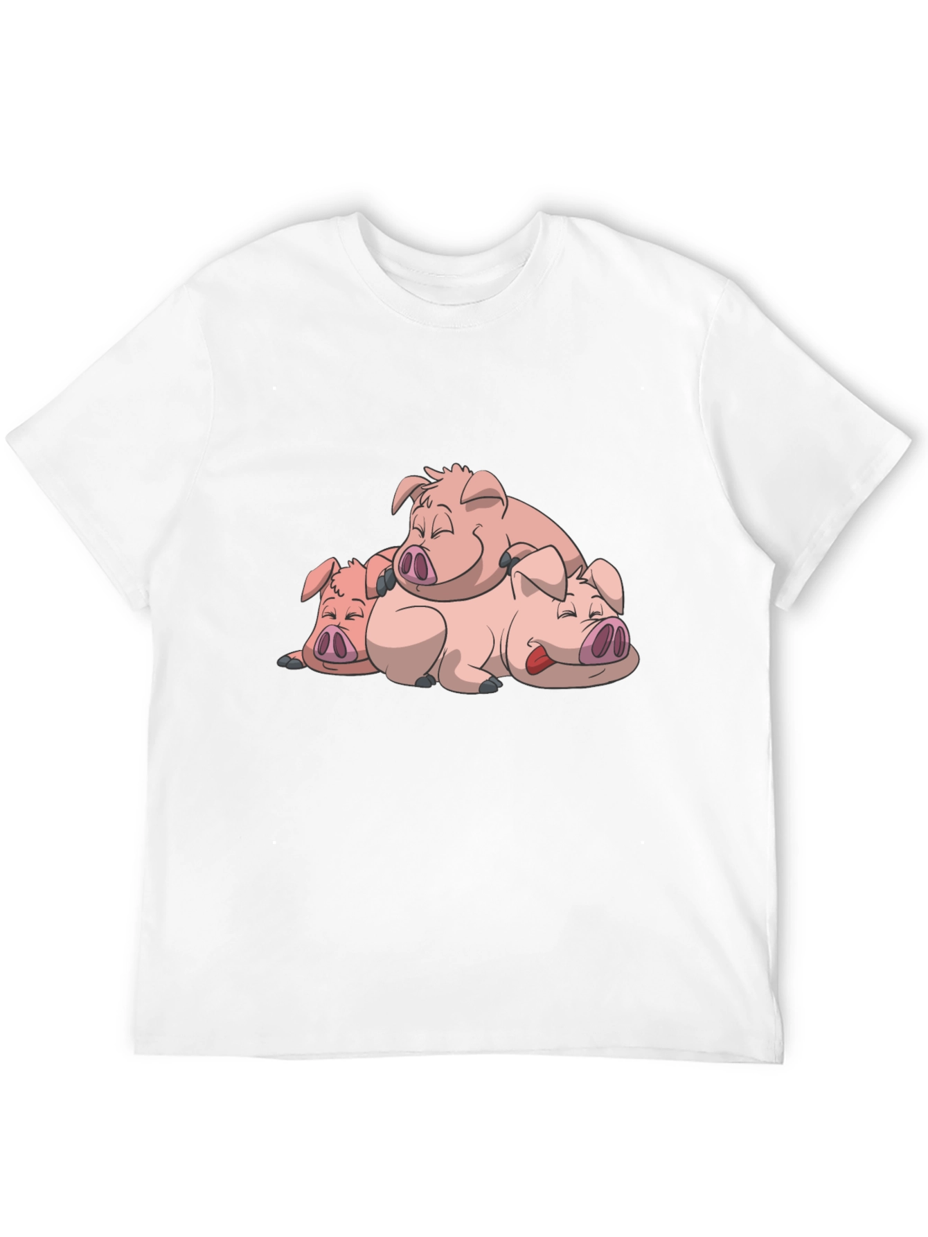 Cute Sleeping Pigs Black T-Shirt