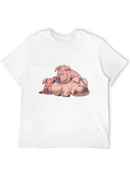 Cute Sleeping Pigs Black T-Shirt