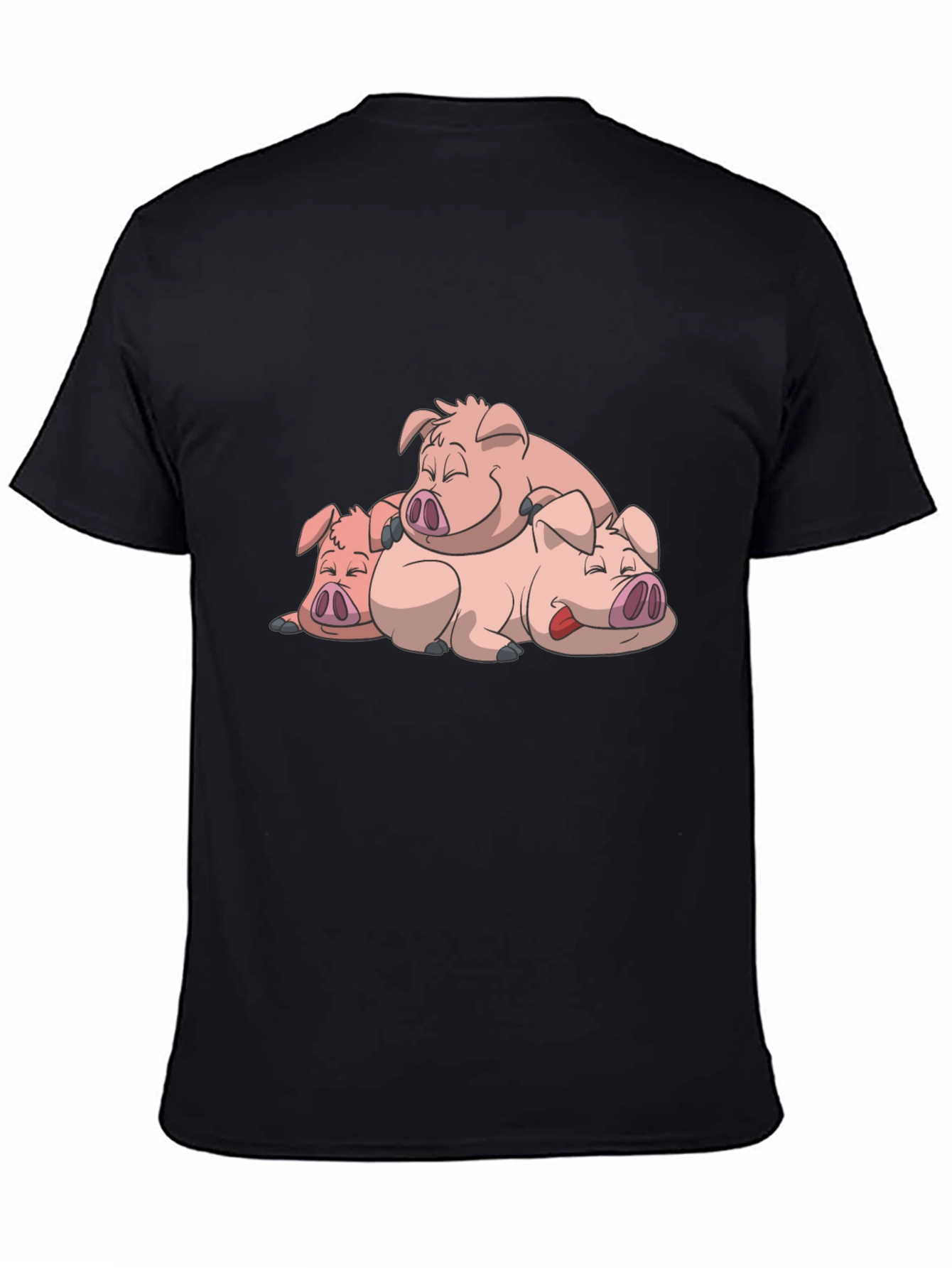 Cute Sleeping Pigs Black T-Shirt