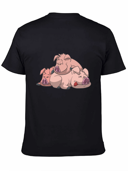 Cute Sleeping Pigs Black T-Shirt