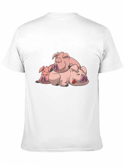Cute Sleeping Pigs Black T-Shirt