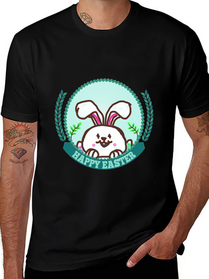 Happy Easter Bunny Graphic T-Shirt - Festive Holiday Apparel