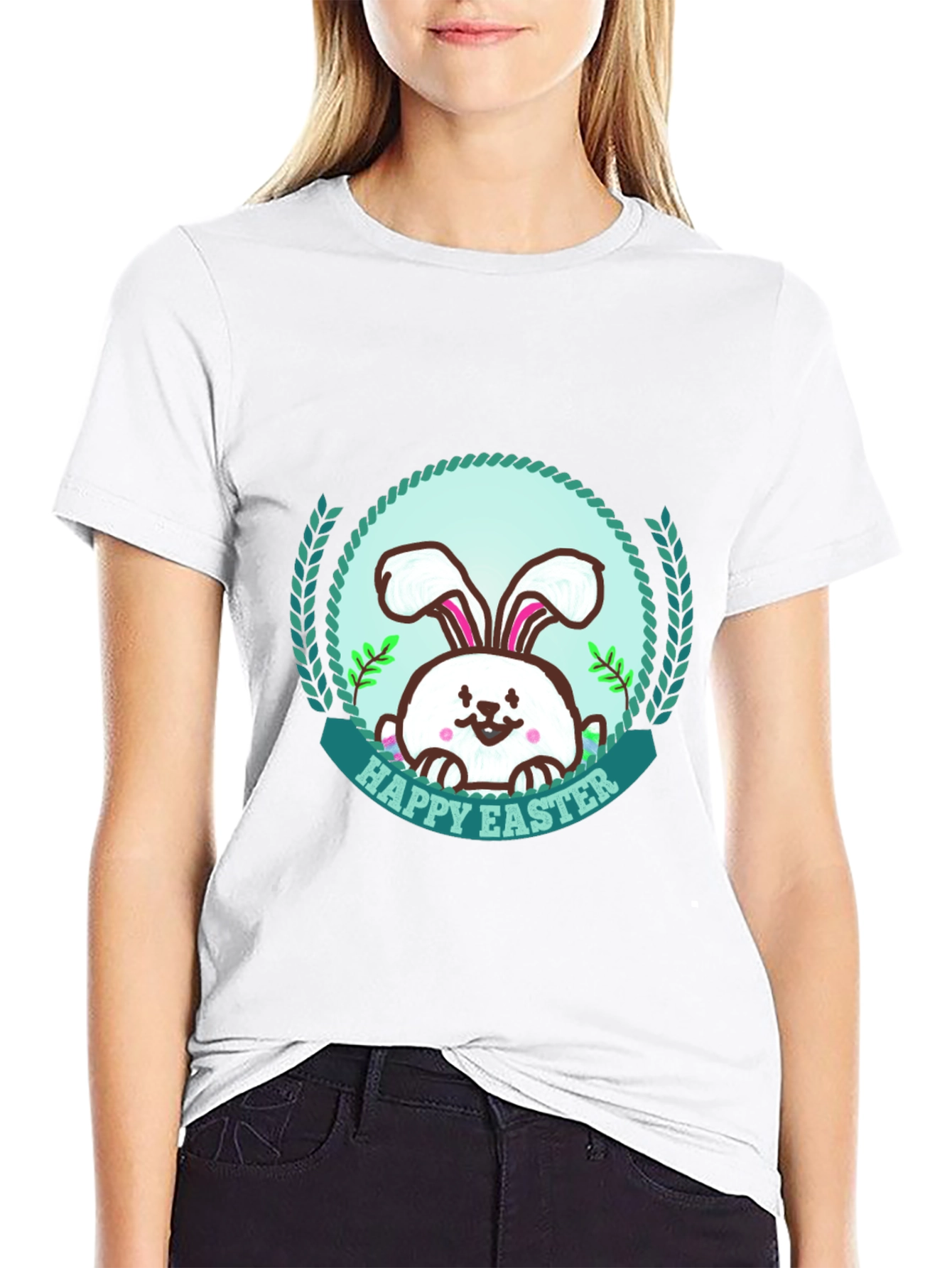 Happy Easter Bunny Graphic T-Shirt - Festive Holiday Apparel