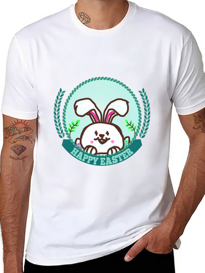 Happy Easter Bunny Graphic T-Shirt - Festive Holiday Apparel