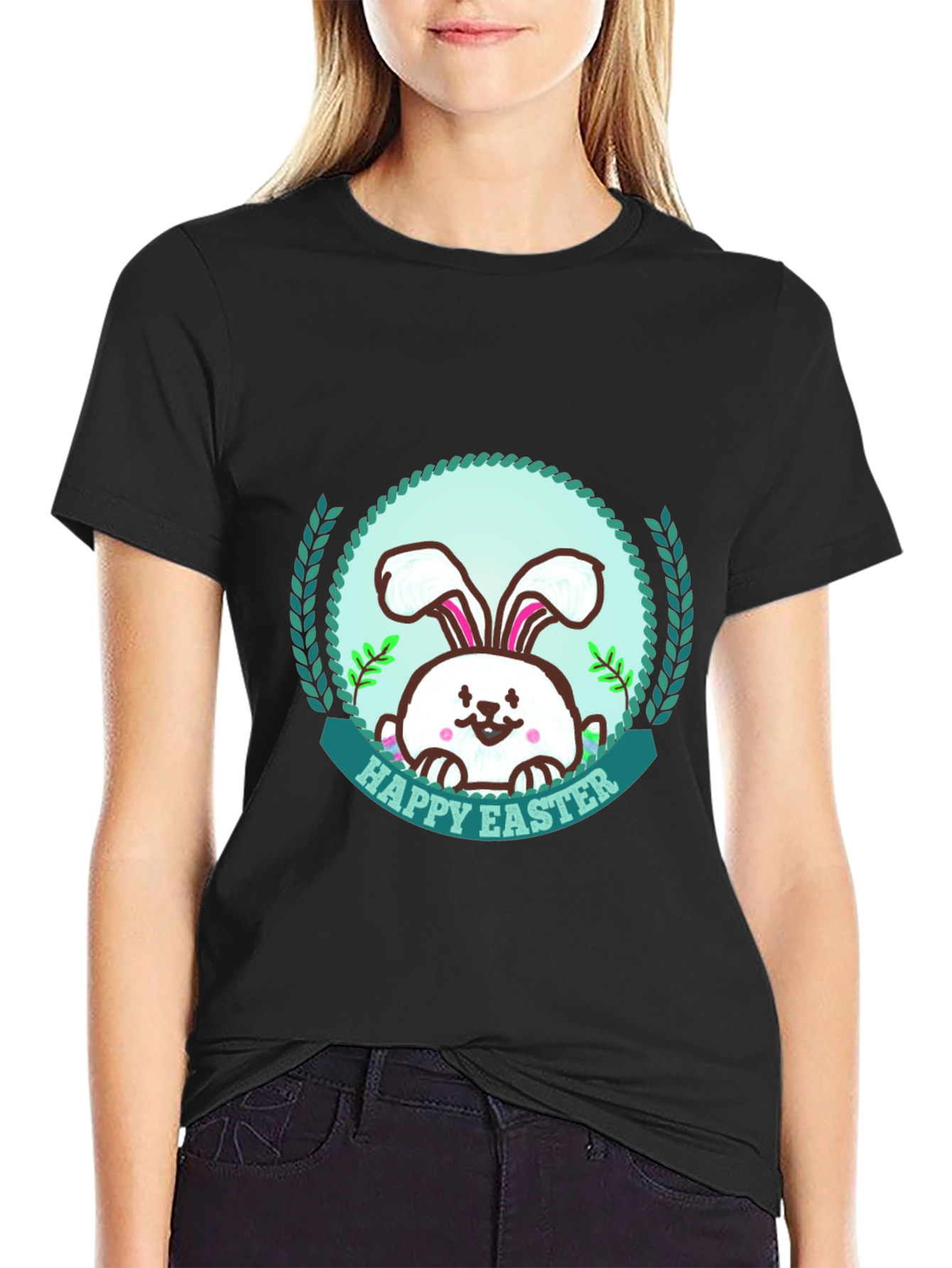 Happy Easter Bunny Graphic T-Shirt - Festive Holiday Apparel