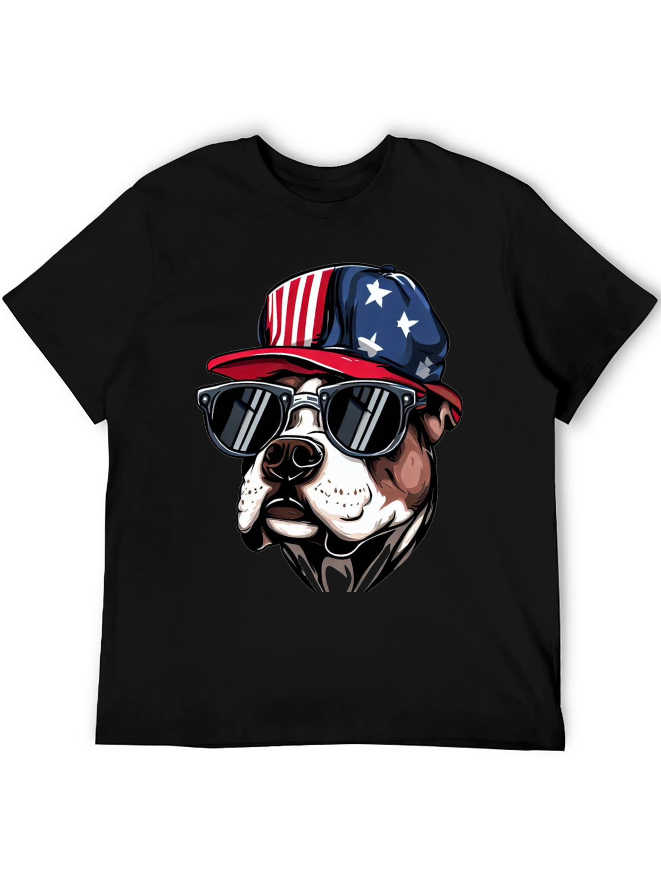 Patriotic Bulldog T-Shirt with Sunglasses