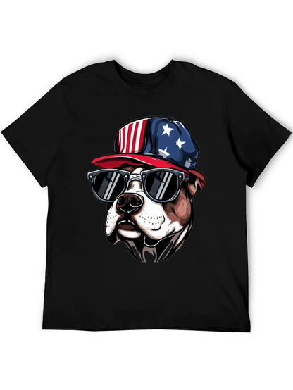 Patriotic Bulldog T-Shirt with Sunglasses