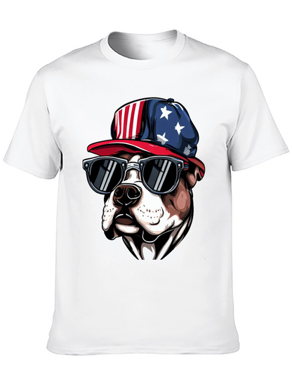 Patriotic Bulldog T-Shirt with Sunglasses