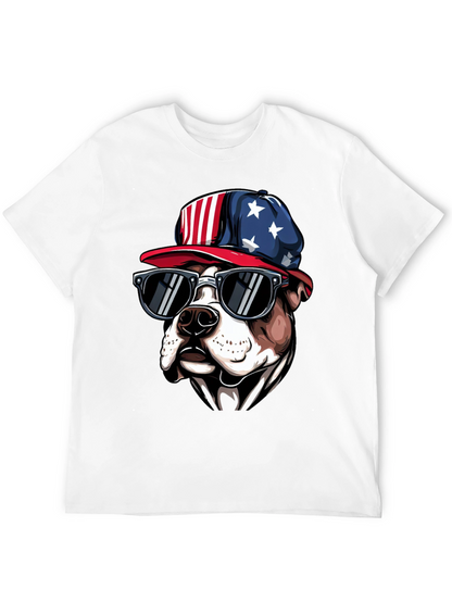 Patriotic Bulldog T-Shirt with Sunglasses