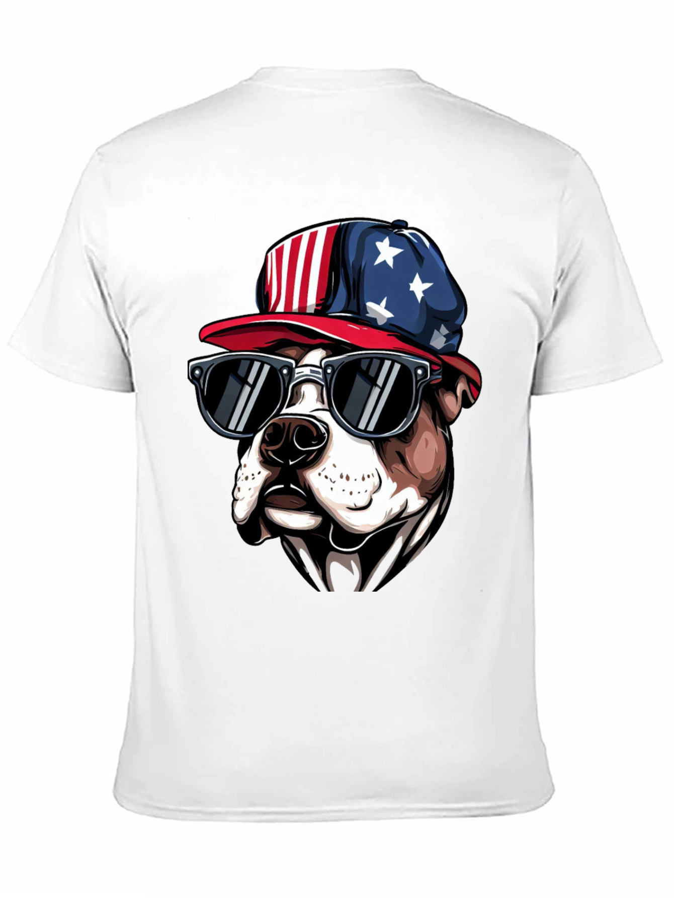 Patriotic Bulldog T-Shirt with Sunglasses