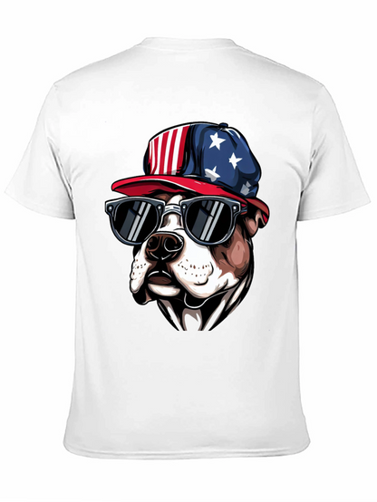 Patriotic Bulldog T-Shirt with Sunglasses