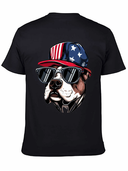 Patriotic Bulldog T-Shirt with Sunglasses