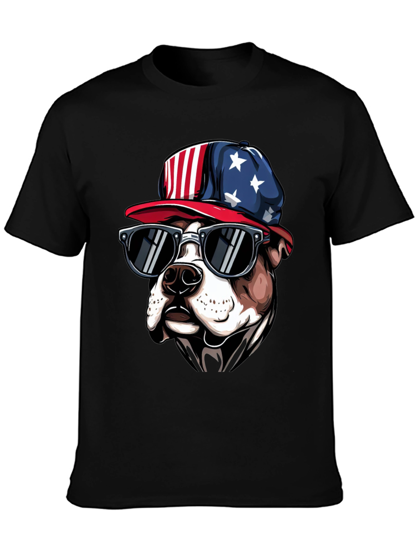 Patriotic Bulldog T-Shirt with Sunglasses
