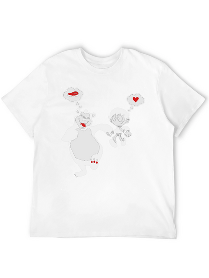 Cartoon Bear & Boy Black T-Shirt