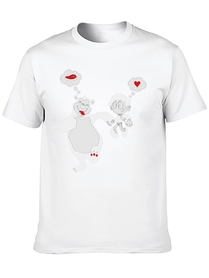 Cartoon Bear & Boy Black T-Shirt