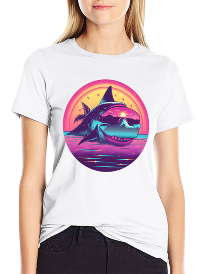 Retro Shark Graphic Tee - Black