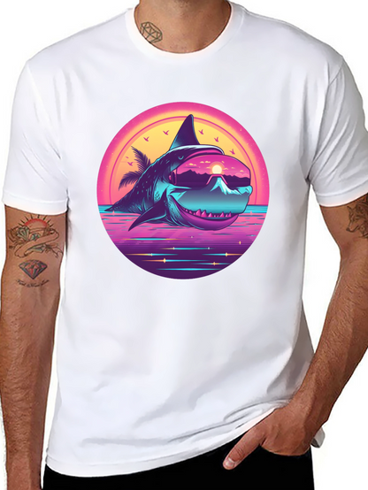 Retro Shark Graphic Tee - Black