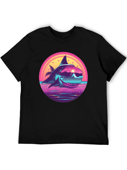Retro Shark Graphic Tee - Black